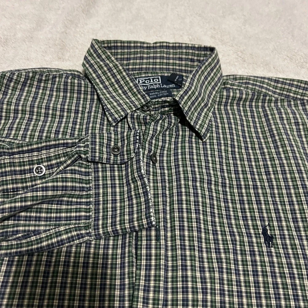 Polo Ralph Lauren Button Down Shirt Mens XL Green Plaid Marlowe‎ Cotton